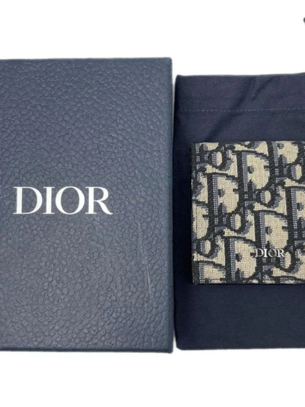Dior Boxshape Coin Purse White Jacquard Navy Beige Black
